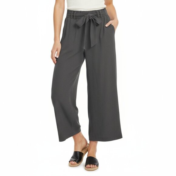 Eileen Fisher Silk Crepe Belted Wide Leg Crop Pants - Picture 1 of 9